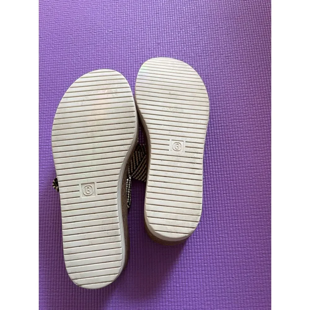 New Bzees For Lifestride Resort Raffia Wedge Sandals Womens Size 9 W Black Multi